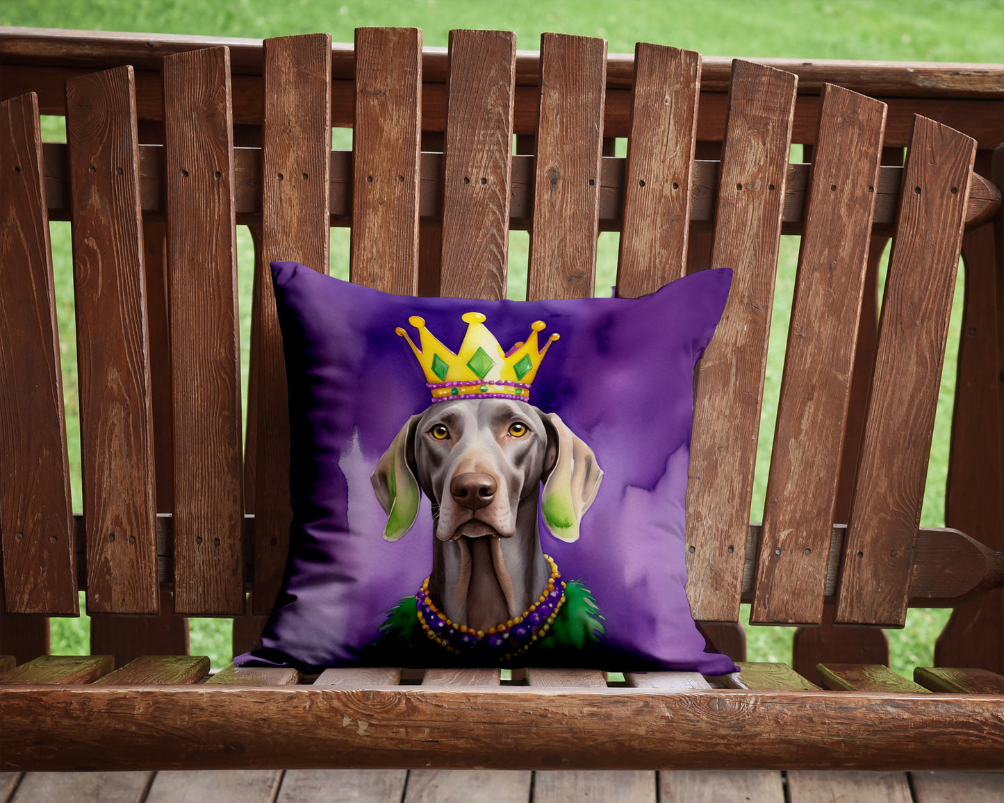 Weimaraner King of Mardi Gras Throw Pillow