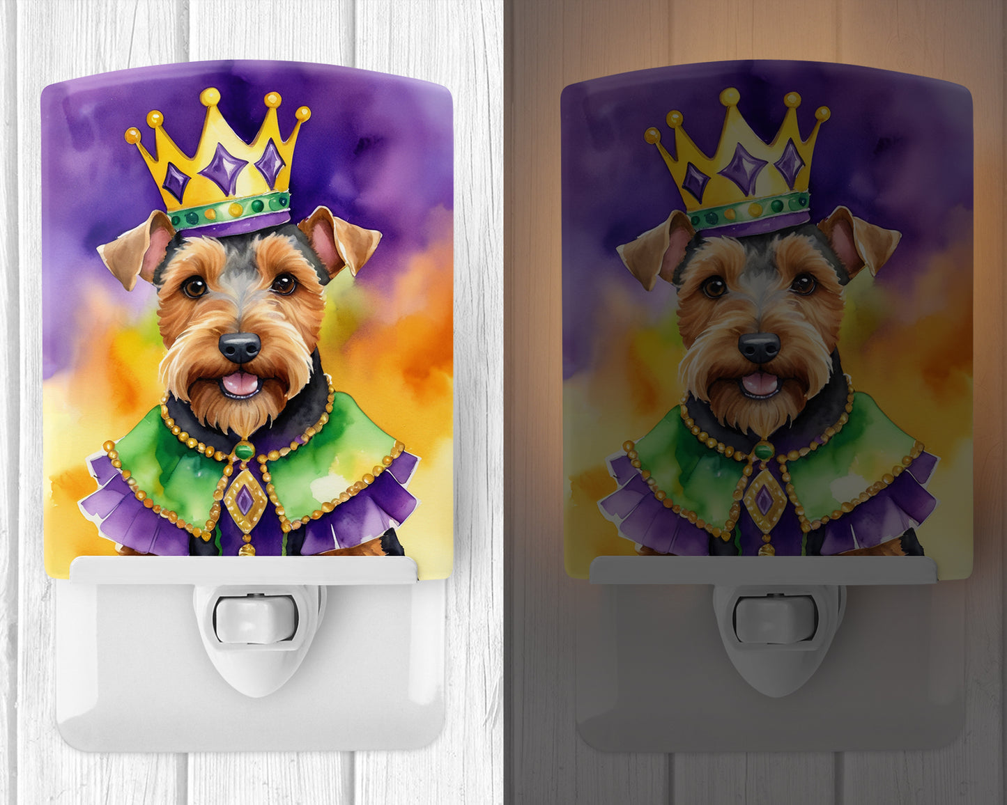 Welsh Terrier King of Mardi Gras Ceramic Night Light