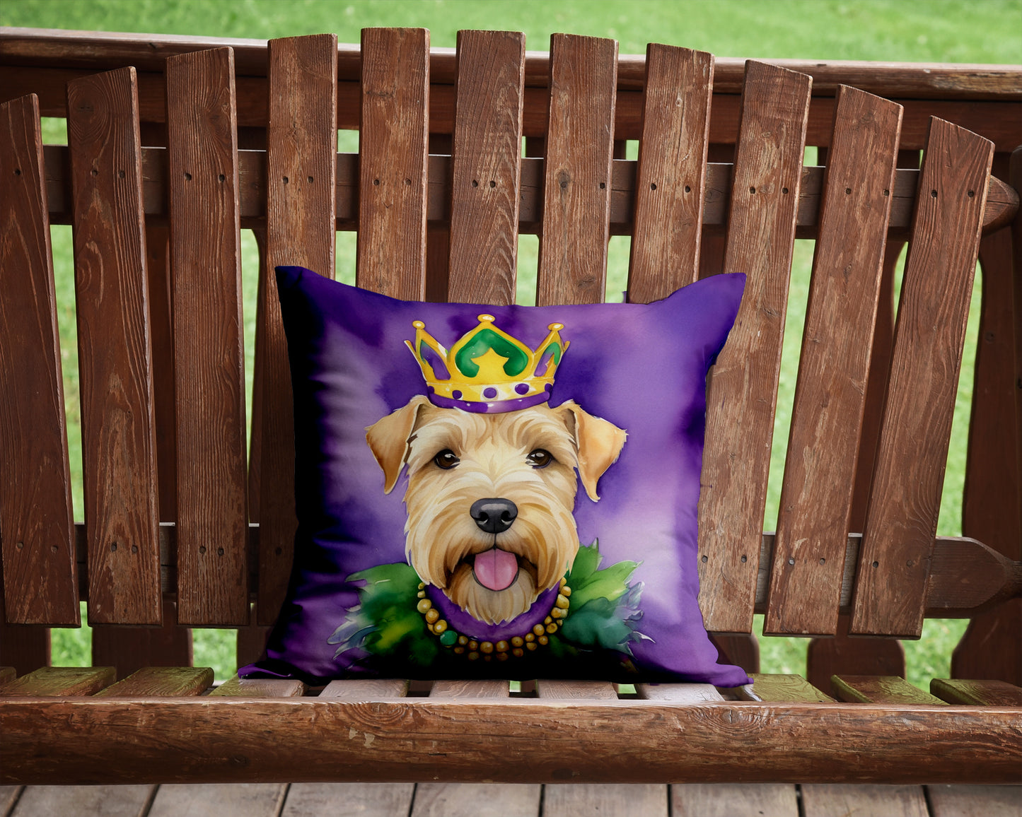 Wheaten Terrier King of Mardi Gras Throw Pillow