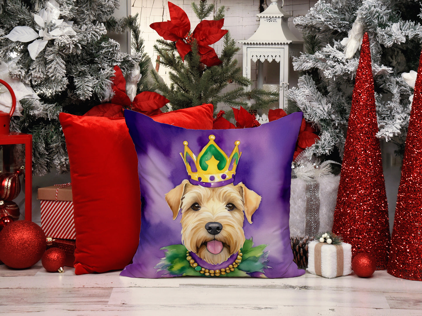 Wheaten Terrier King of Mardi Gras Throw Pillow