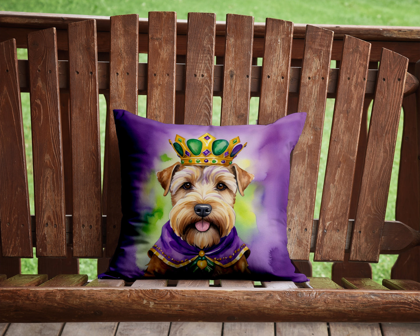 Wheaten Terrier King of Mardi Gras Throw Pillow