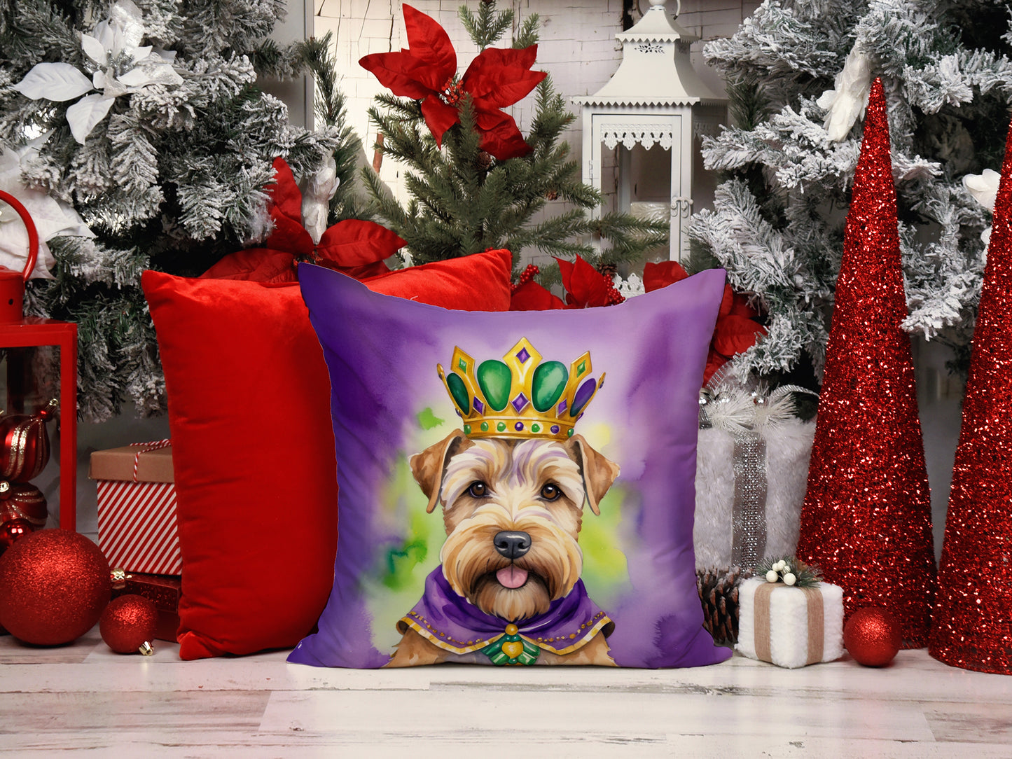 Wheaten Terrier King of Mardi Gras Throw Pillow