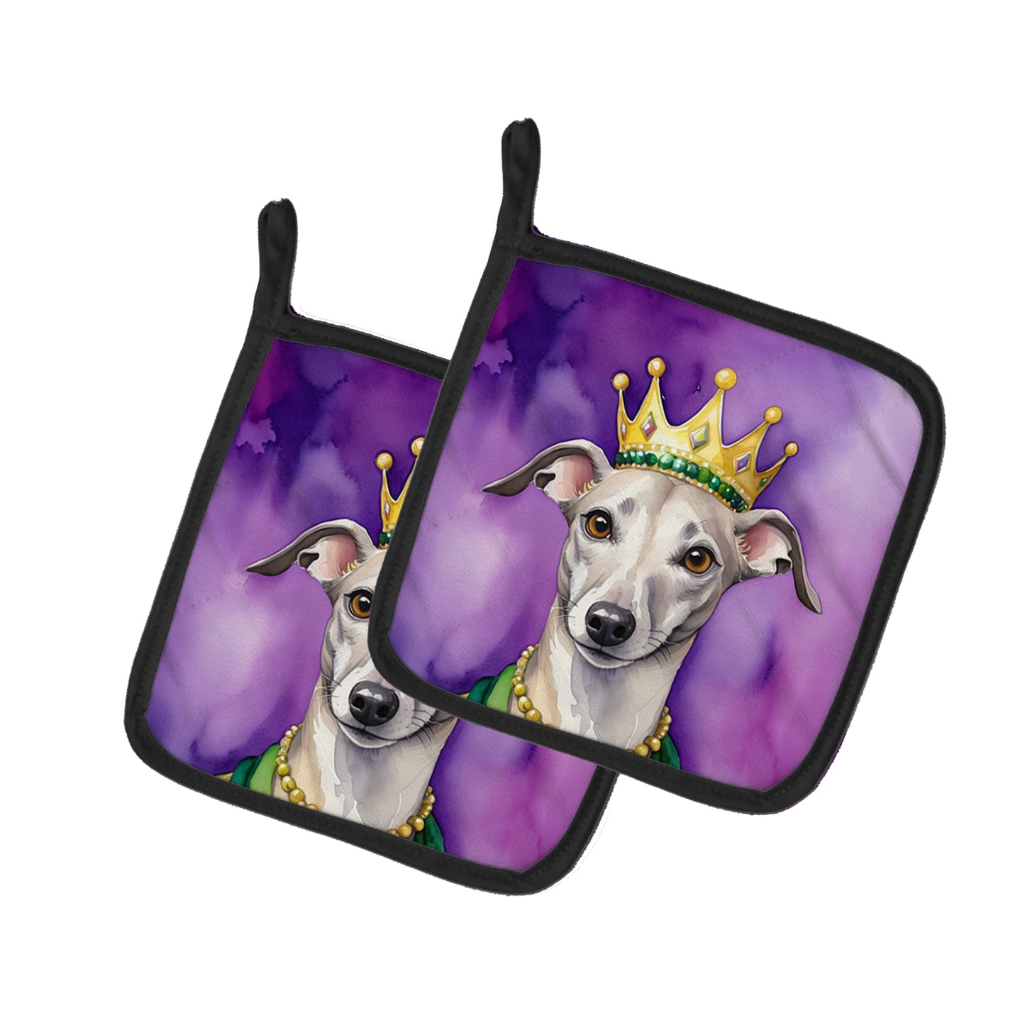 Buy this Whippet King of Mardi Gras Pair of Pot Holders