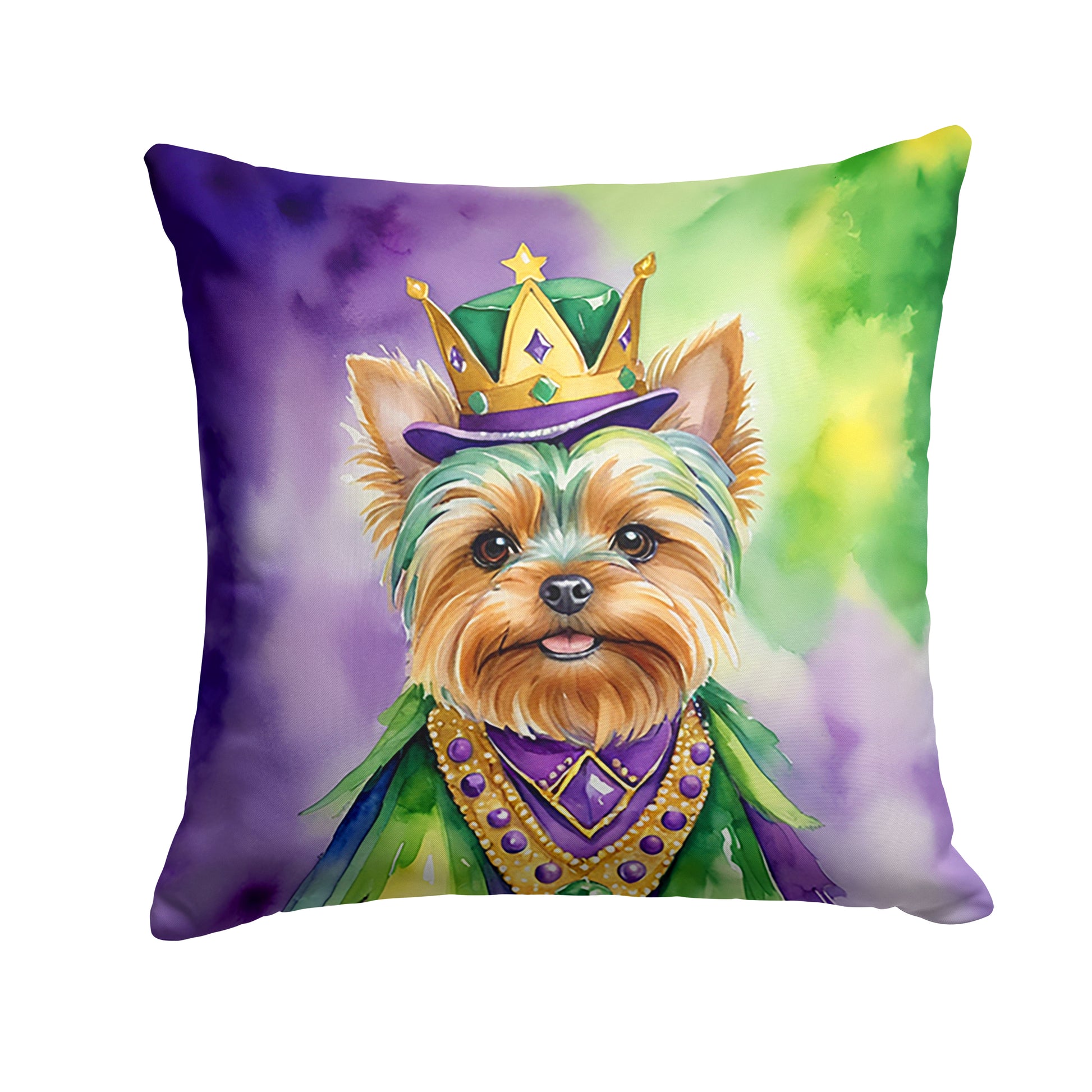 Buy this Yorkshire Terrier King of Mardi Gras Throw Pillow