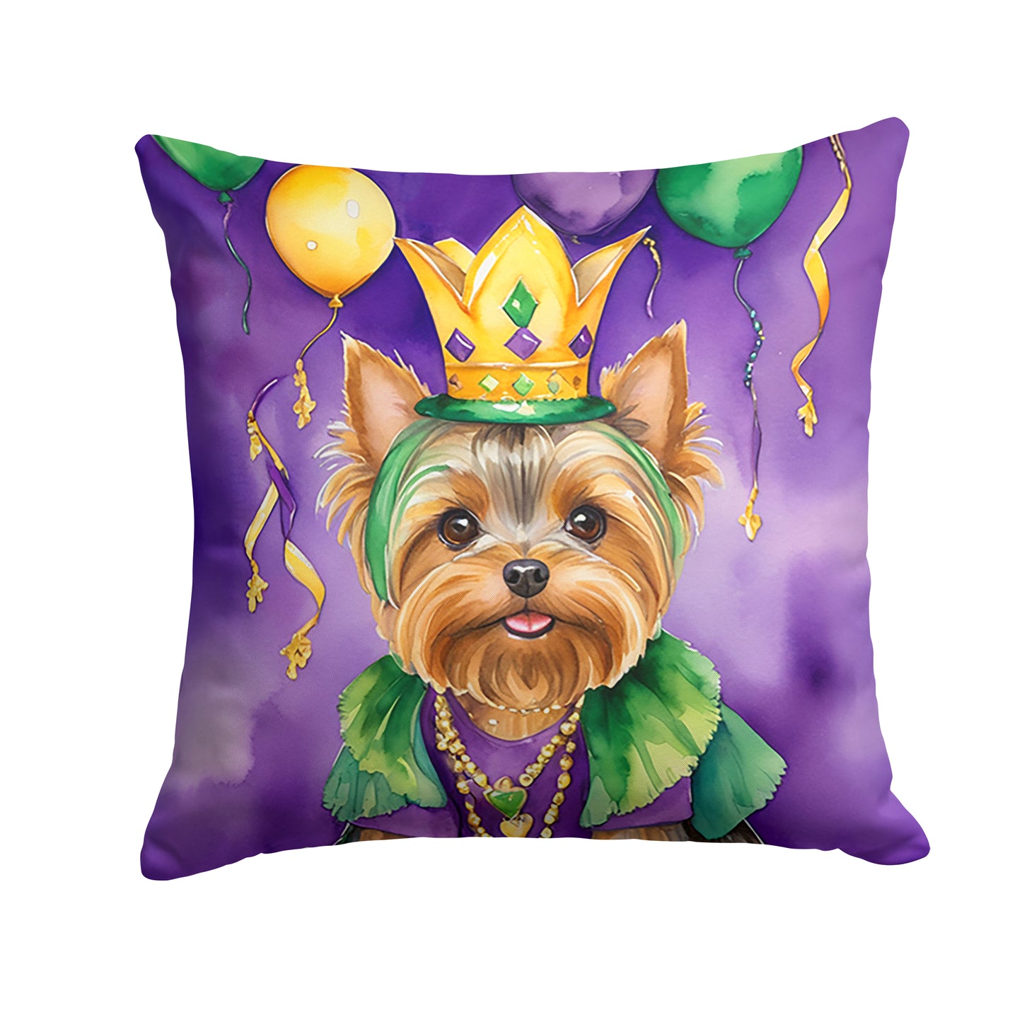 Buy this Yorkshire Terrier King of Mardi Gras Throw Pillow