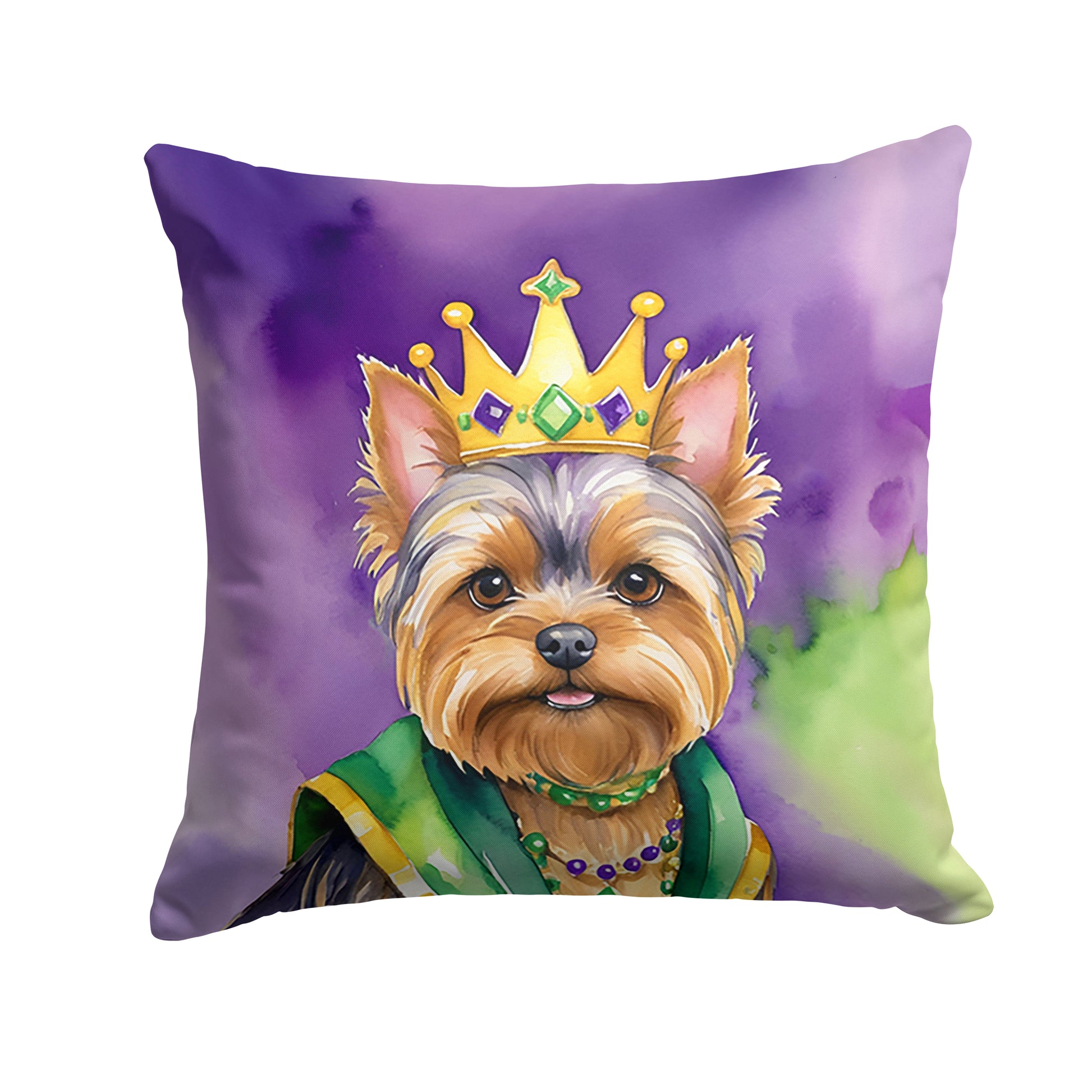 Buy this Yorkshire Terrier King of Mardi Gras Throw Pillow