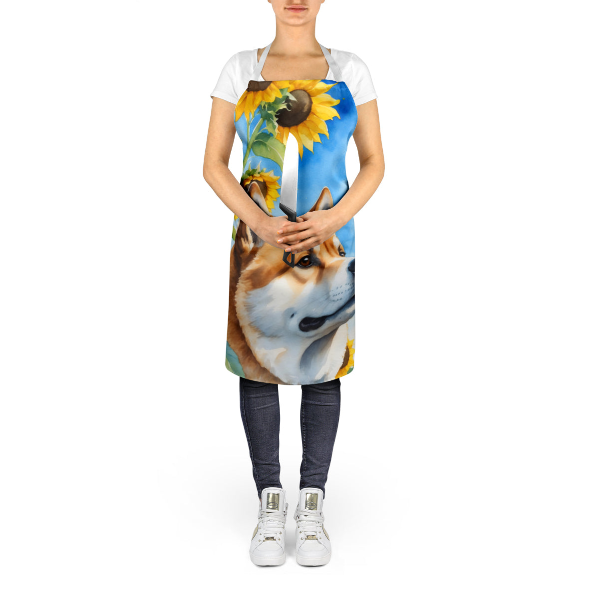 Akita in Sunflowers Apron