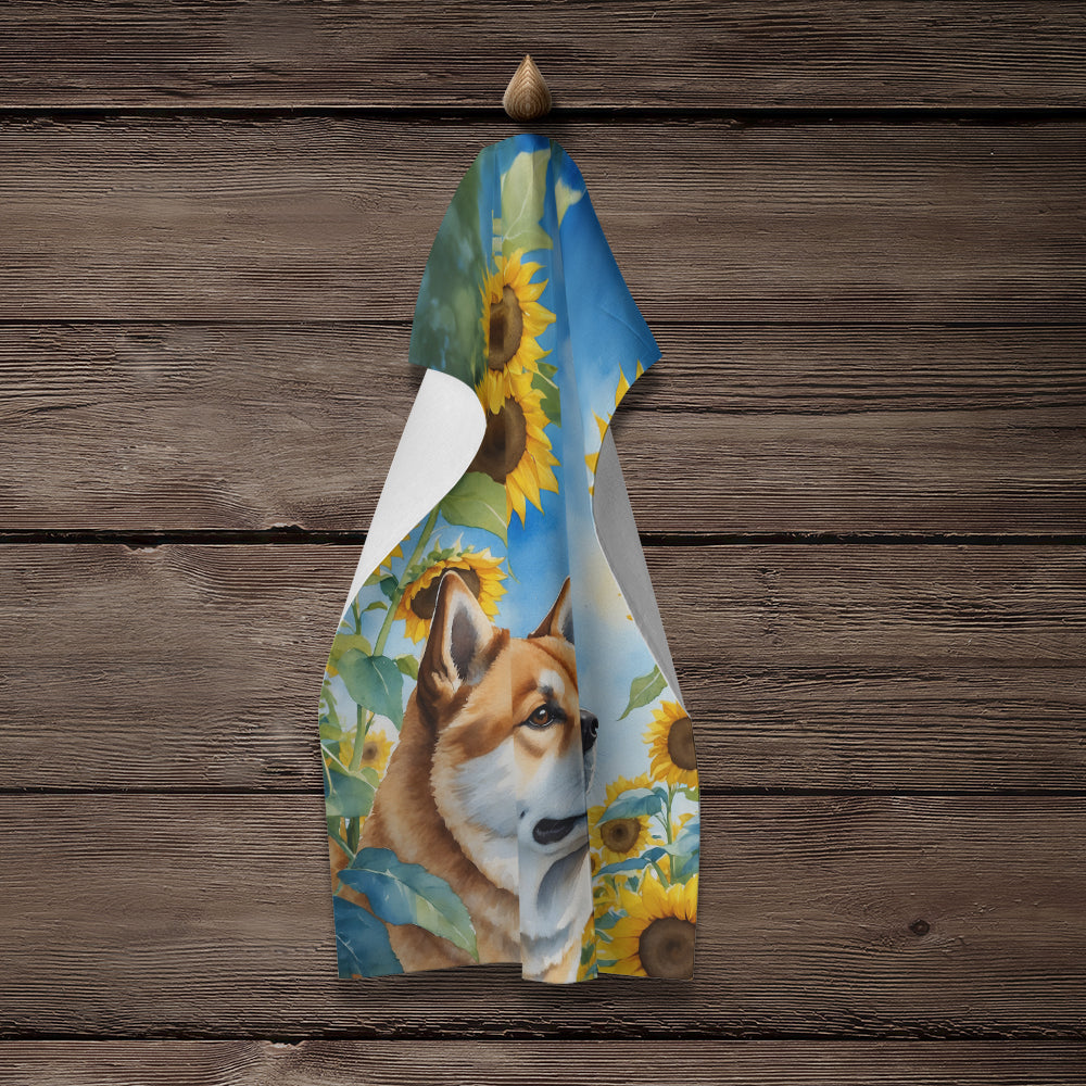 Akita in Sunflowers Kitchen Towel