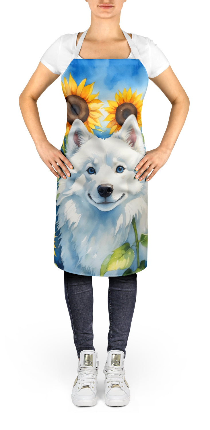 American Eskimo in Sunflowers Apron