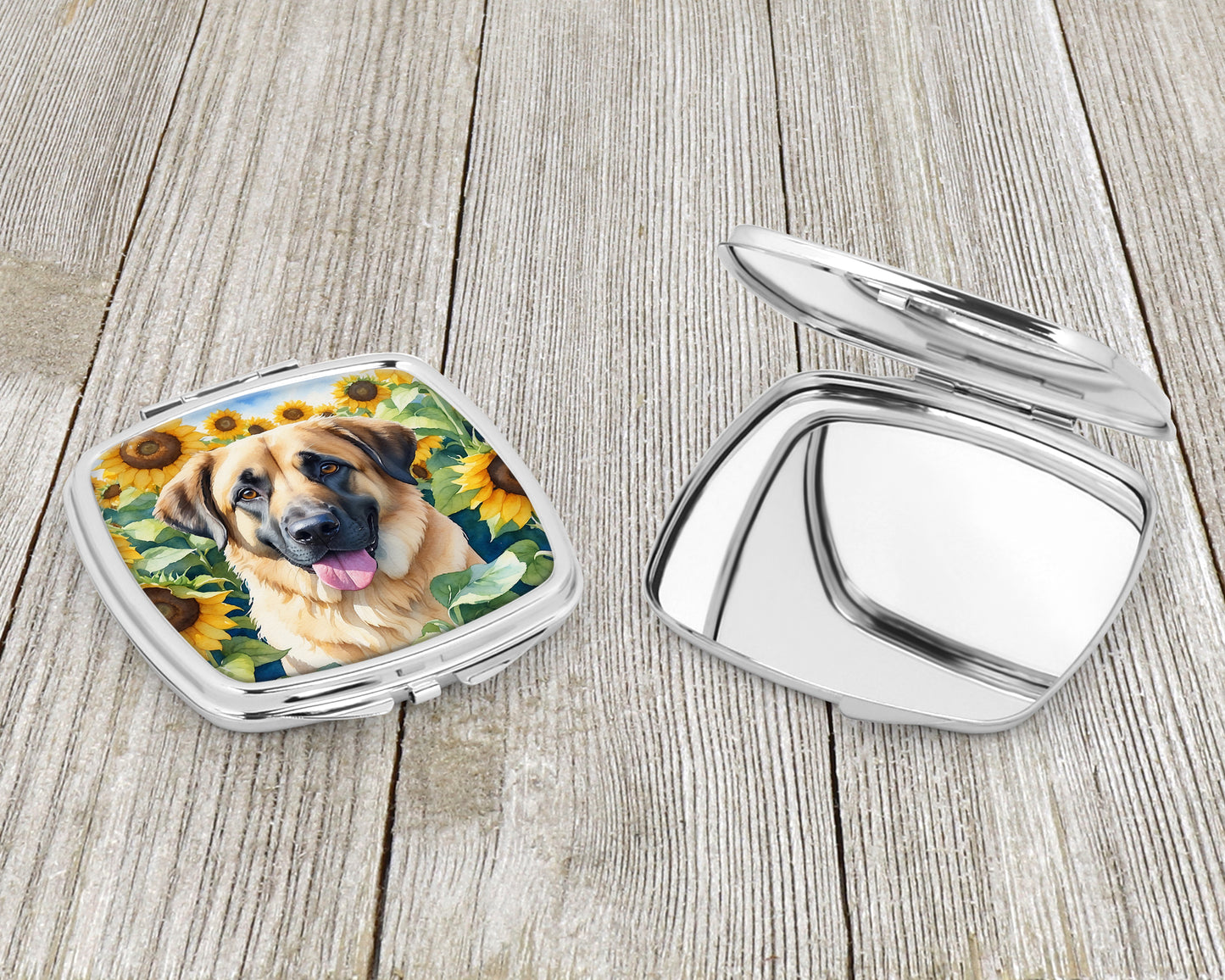 Anatolian Shepherd in Sunflowers Compact Mirror