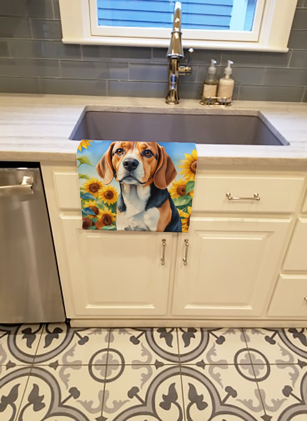 Beagle in Sunflowers Kitchen Towel