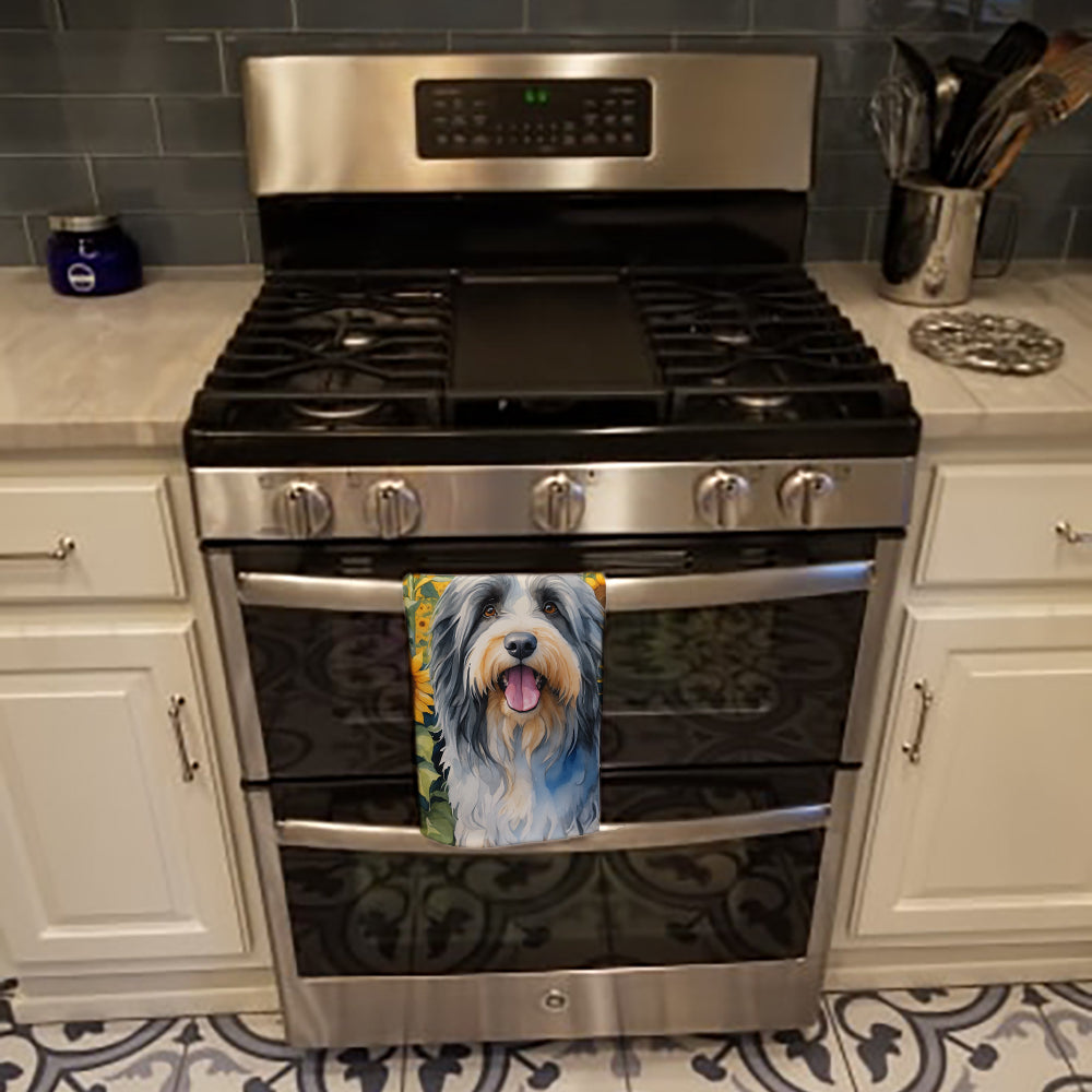 Bearded Collie in Sunflowers Kitchen Towel