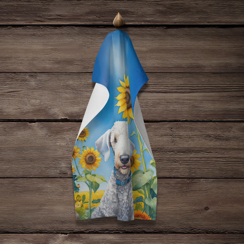 Bedlington Terrier in Sunflowers Kitchen Towel