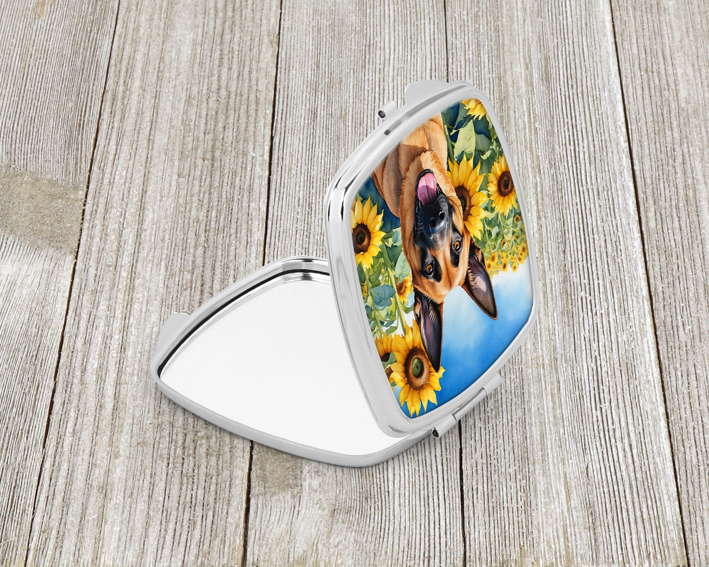 Belgian Malinois in Sunflowers Compact Mirror