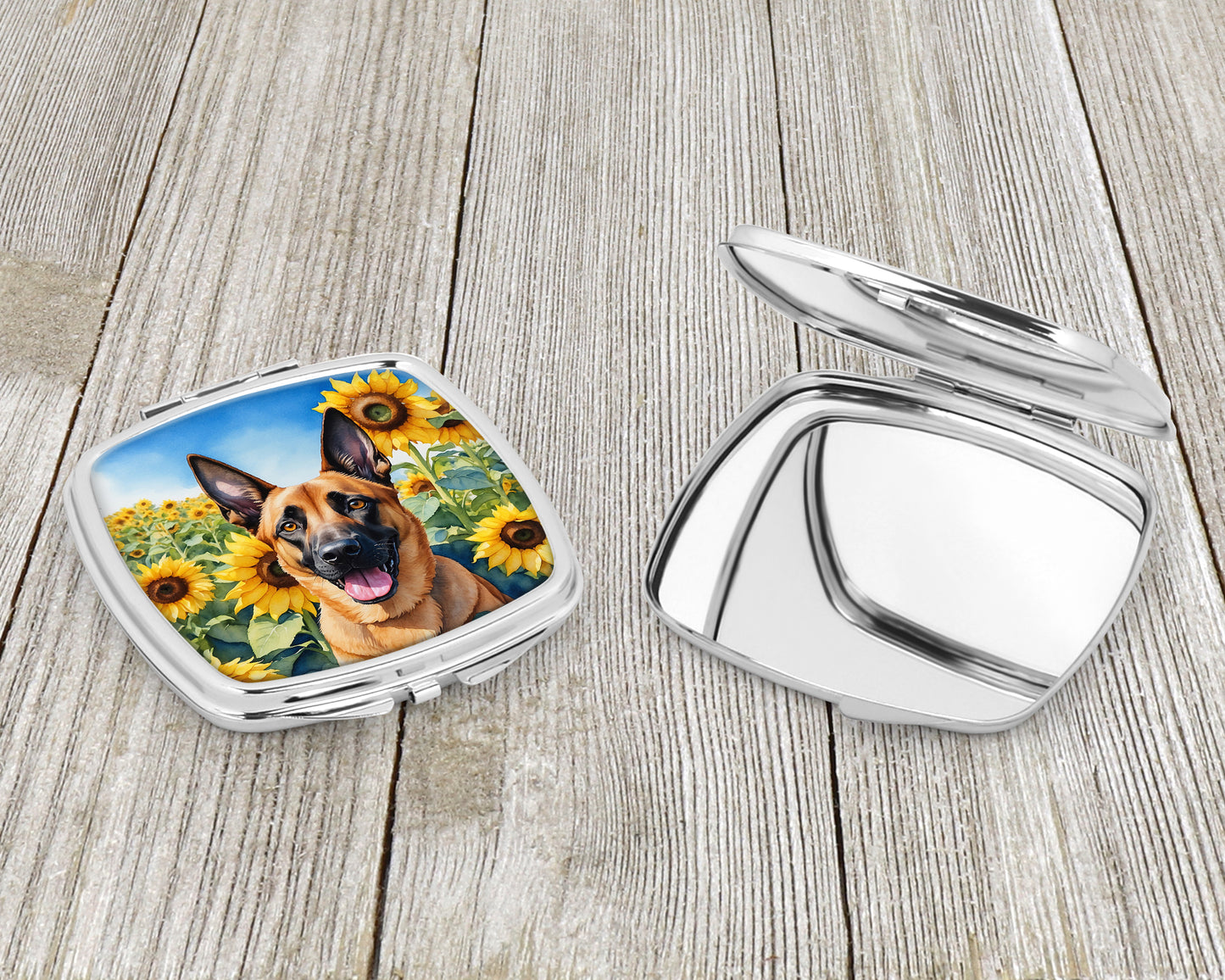 Belgian Malinois in Sunflowers Compact Mirror