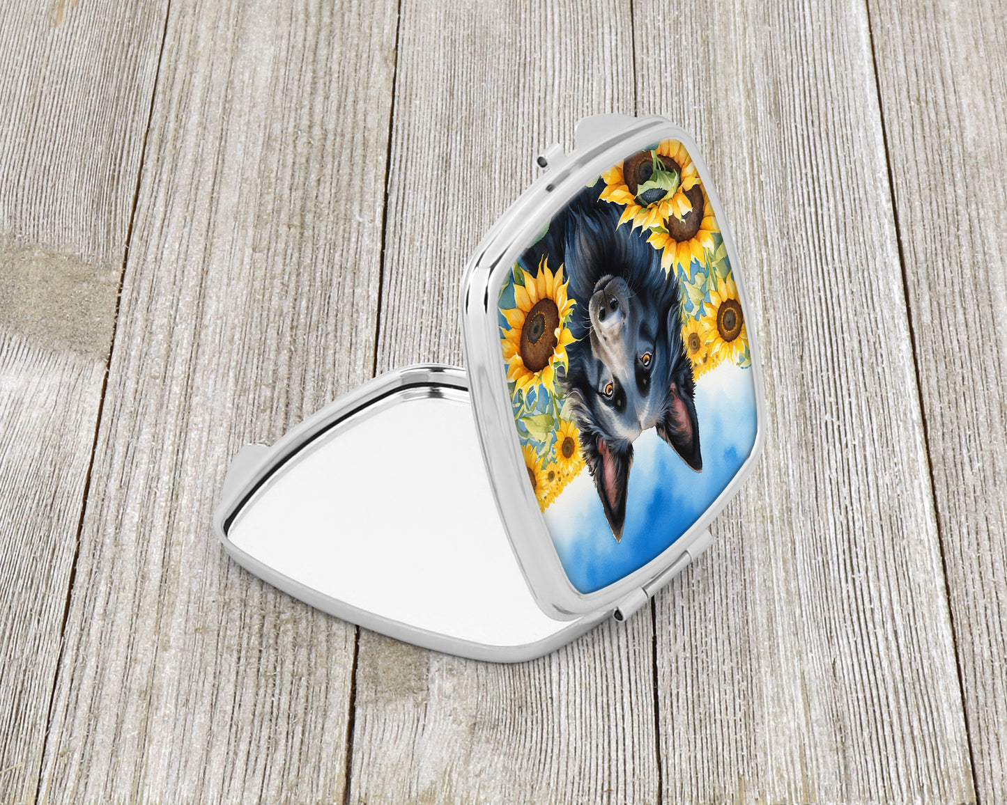 Belgian Sheepdog in Sunflowers Compact Mirror