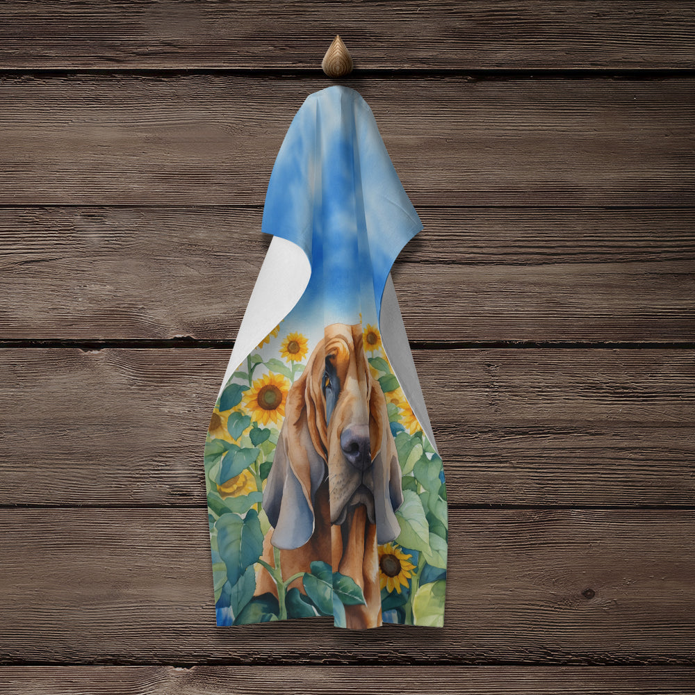 Bloodhound in Sunflowers Kitchen Towel