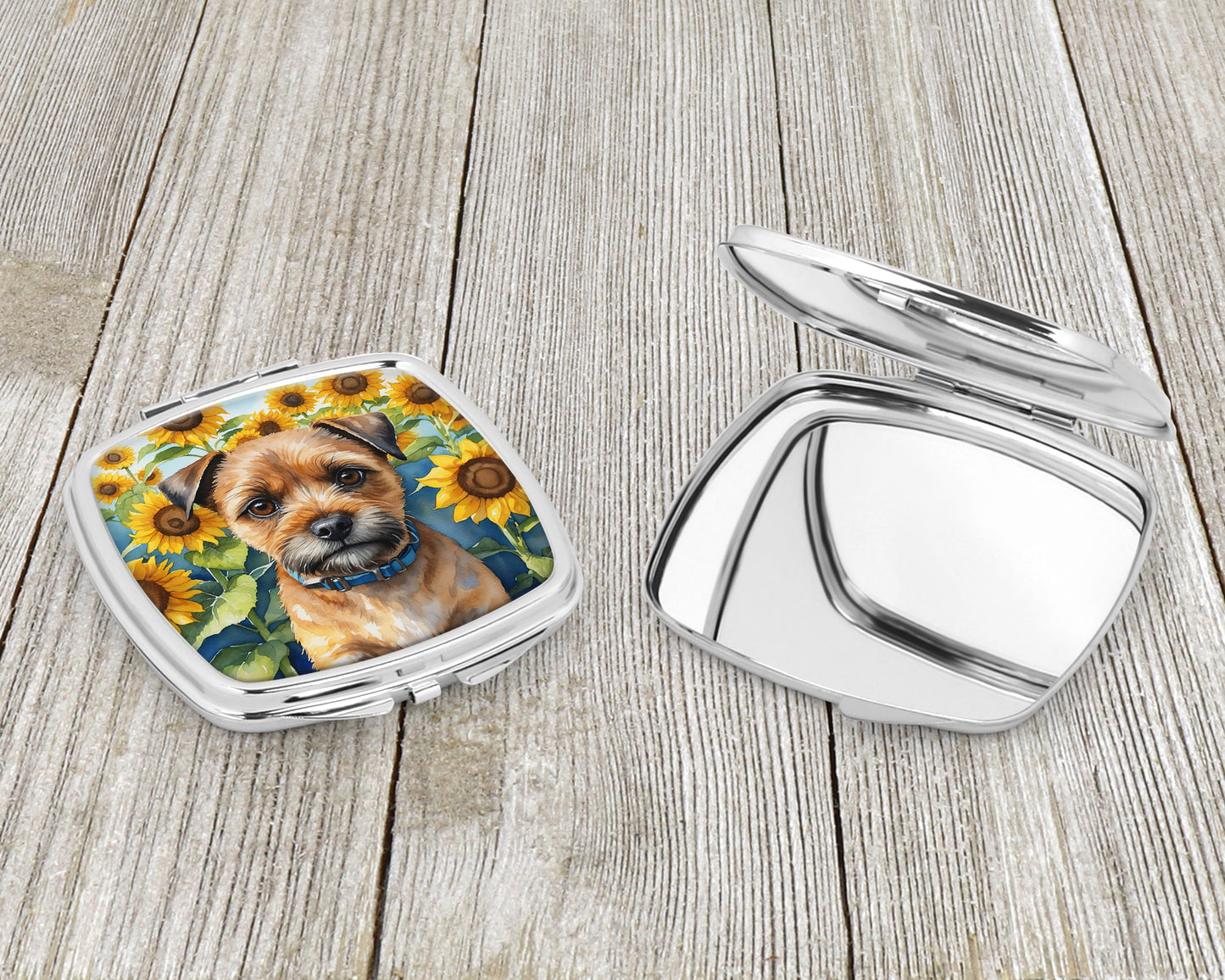 Border Terrier in Sunflowers Compact Mirror