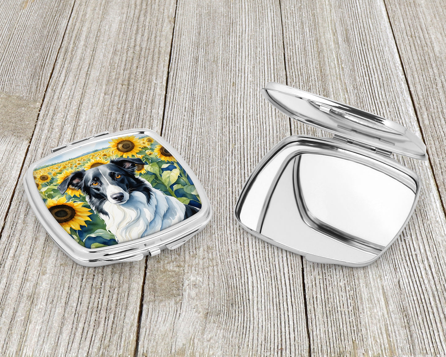 Borzoi in Sunflowers Compact Mirror