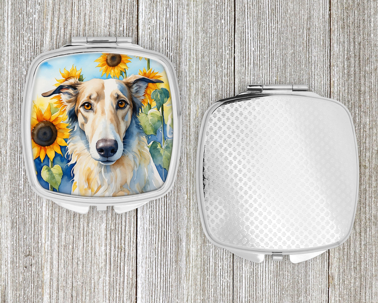 Borzoi in Sunflowers Compact Mirror