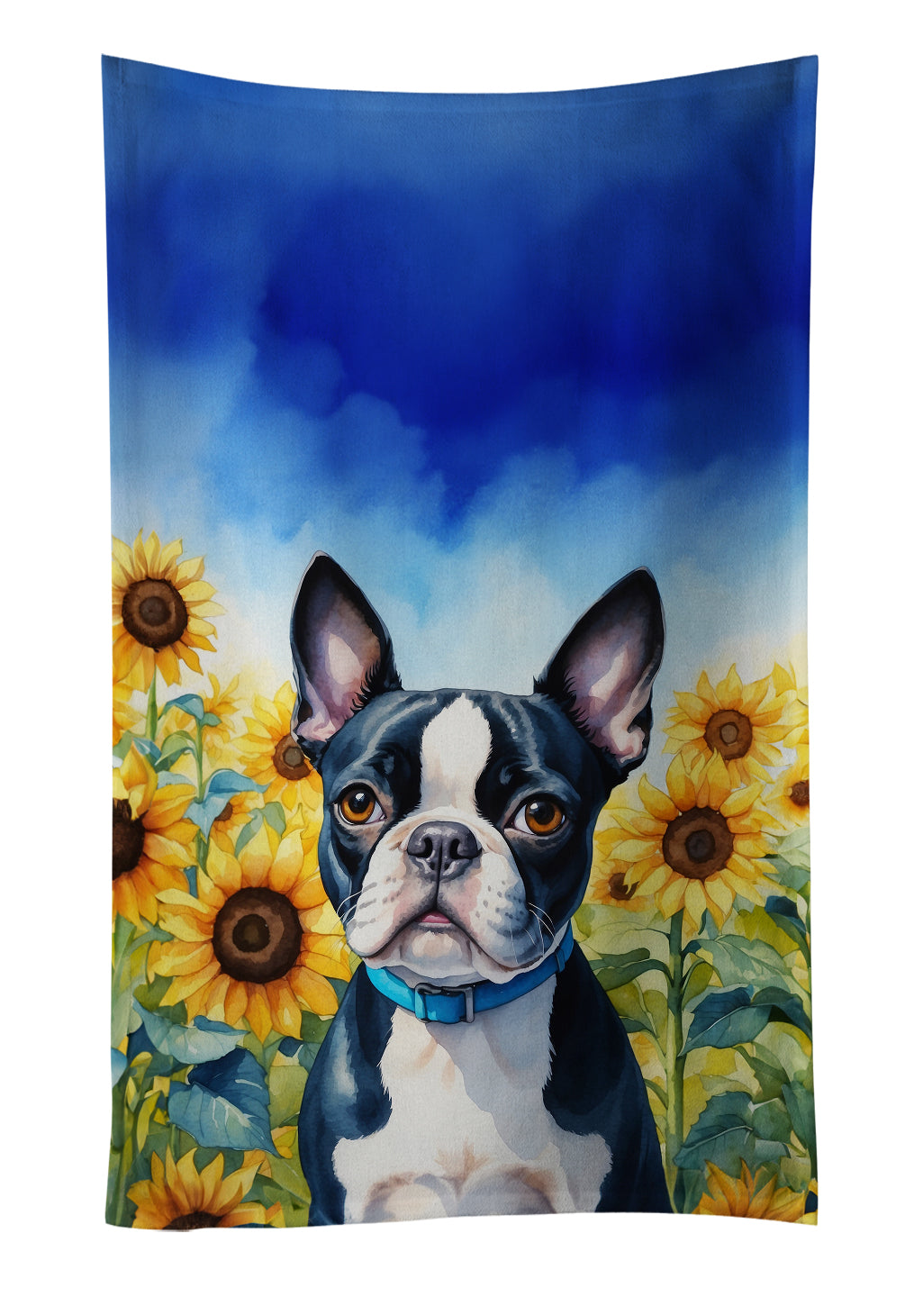 Buy this Boston Terrier in Sunflowers Kitchen Towel