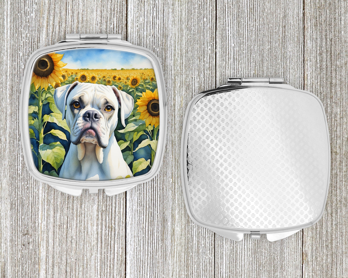 Boxer in Sunflowers Compact Mirror