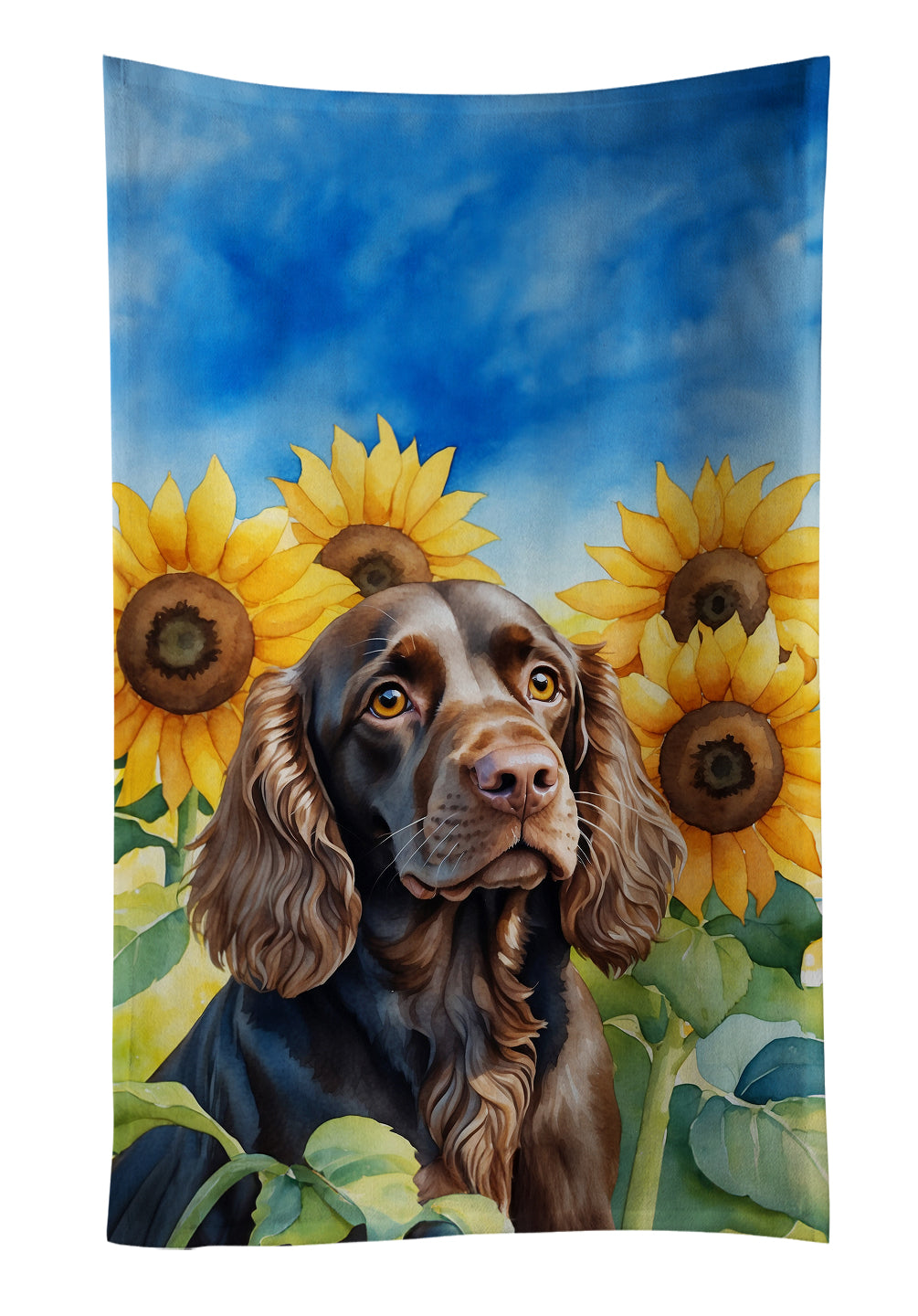 Buy this Boykin Spaniel in Sunflowers Kitchen Towel