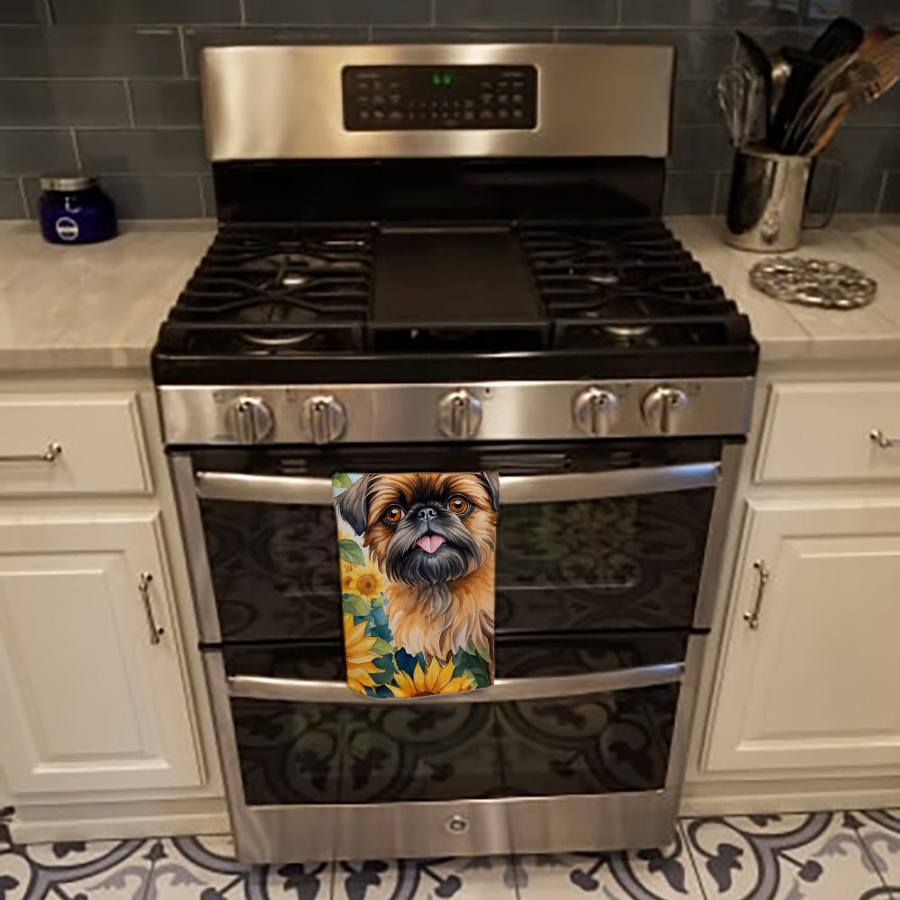 Brussels Griffon in Sunflowers Kitchen Towel