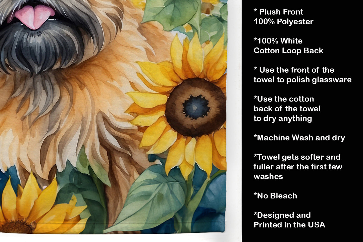 Brussels Griffon in Sunflowers Kitchen Towel