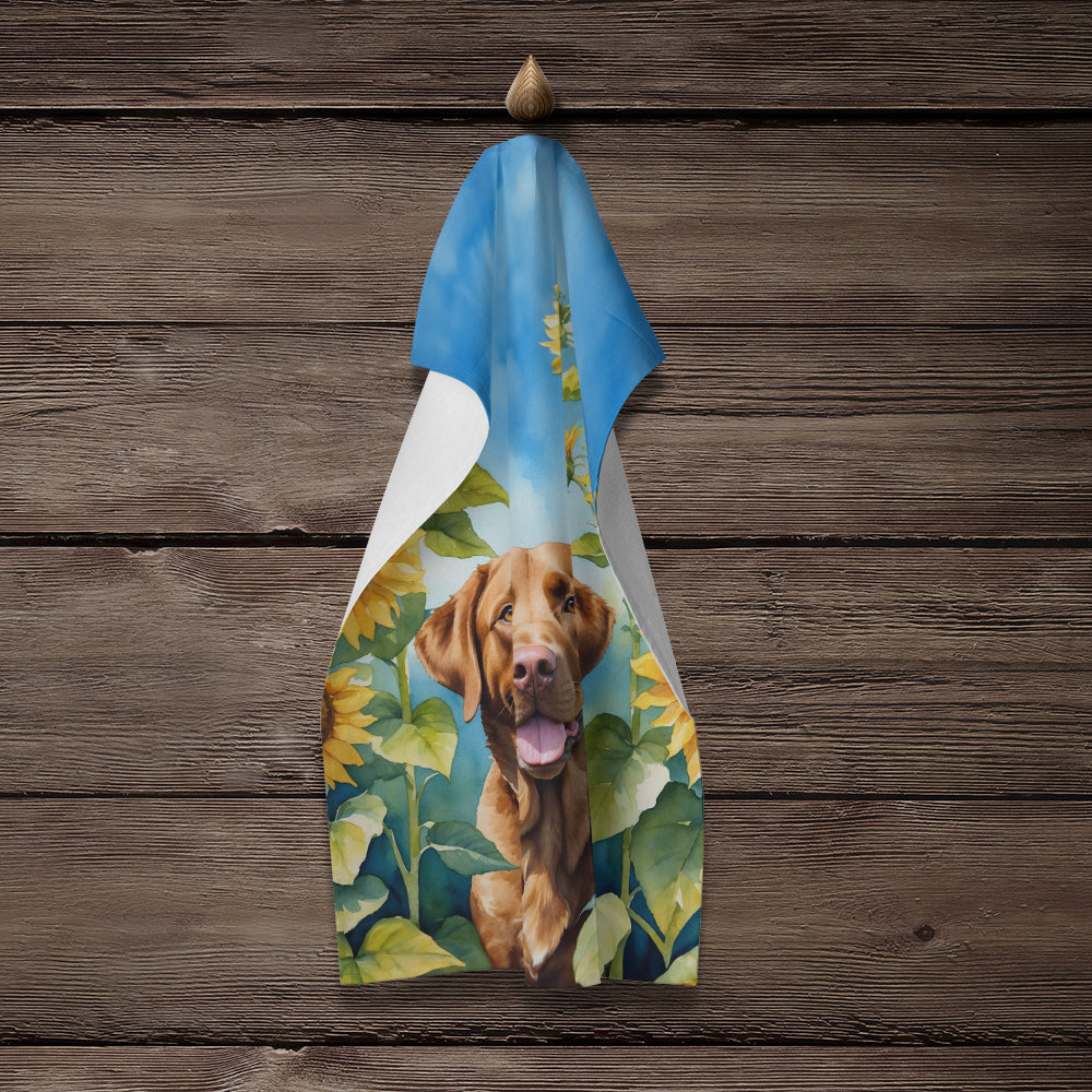 Chesapeake Bay Retriever in Sunflowers Kitchen Towel