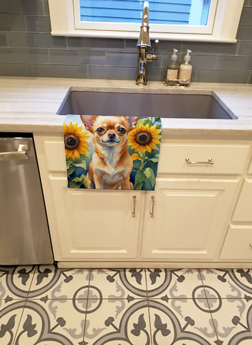 Chihuahua in Sunflowers Kitchen Towel