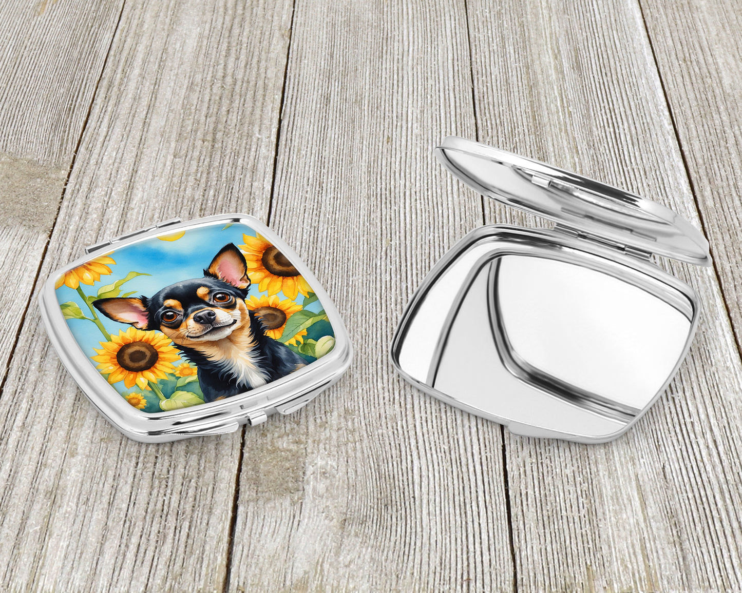 Chihuahua in Sunflowers Compact Mirror