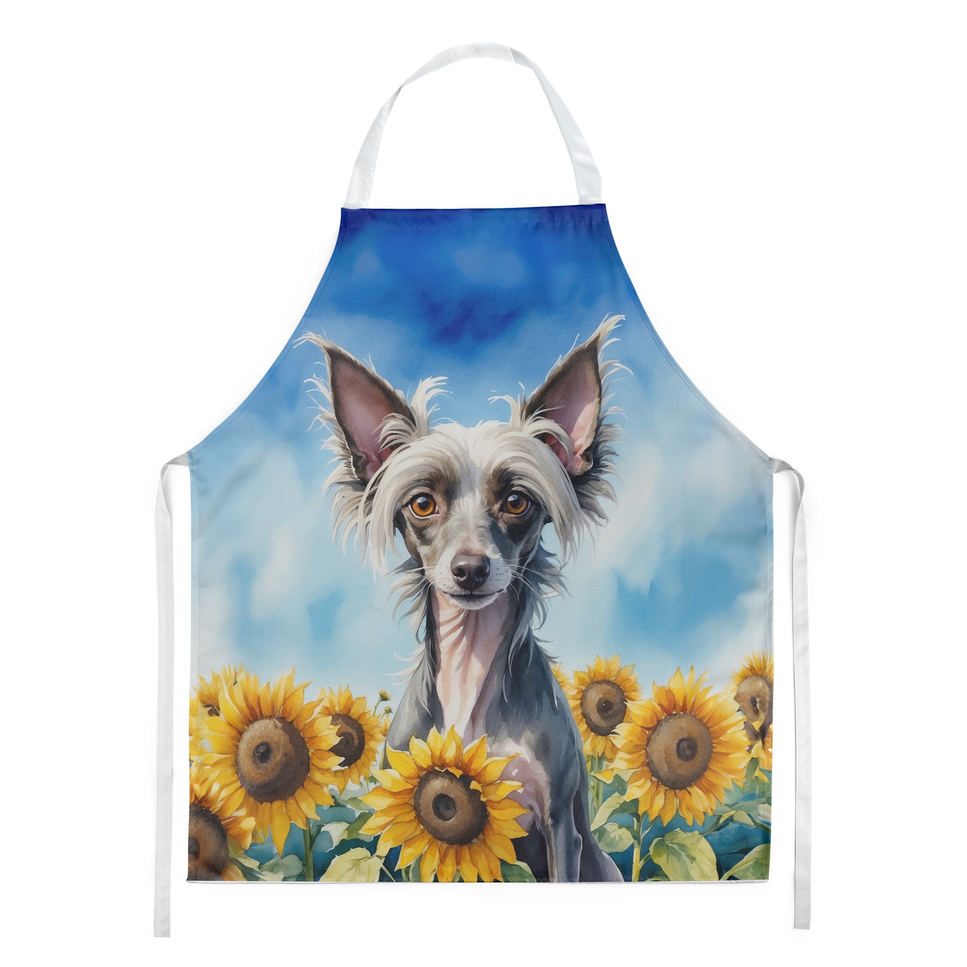 Buy this Chinese Crested in Sunflowers Apron