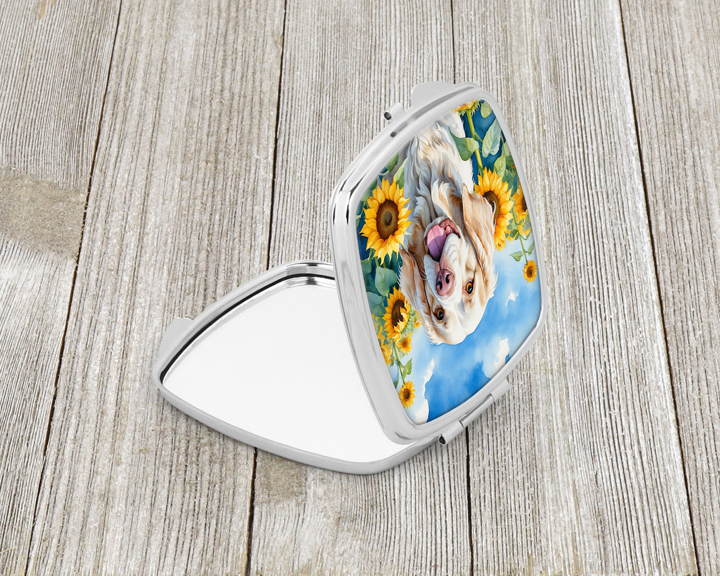 Clumber Spaniel in Sunflowers Compact Mirror