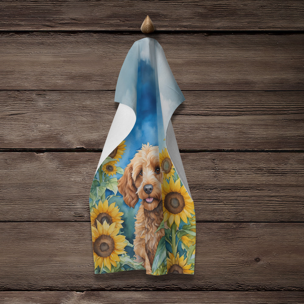 Cockapoo in Sunflowers Kitchen Towel