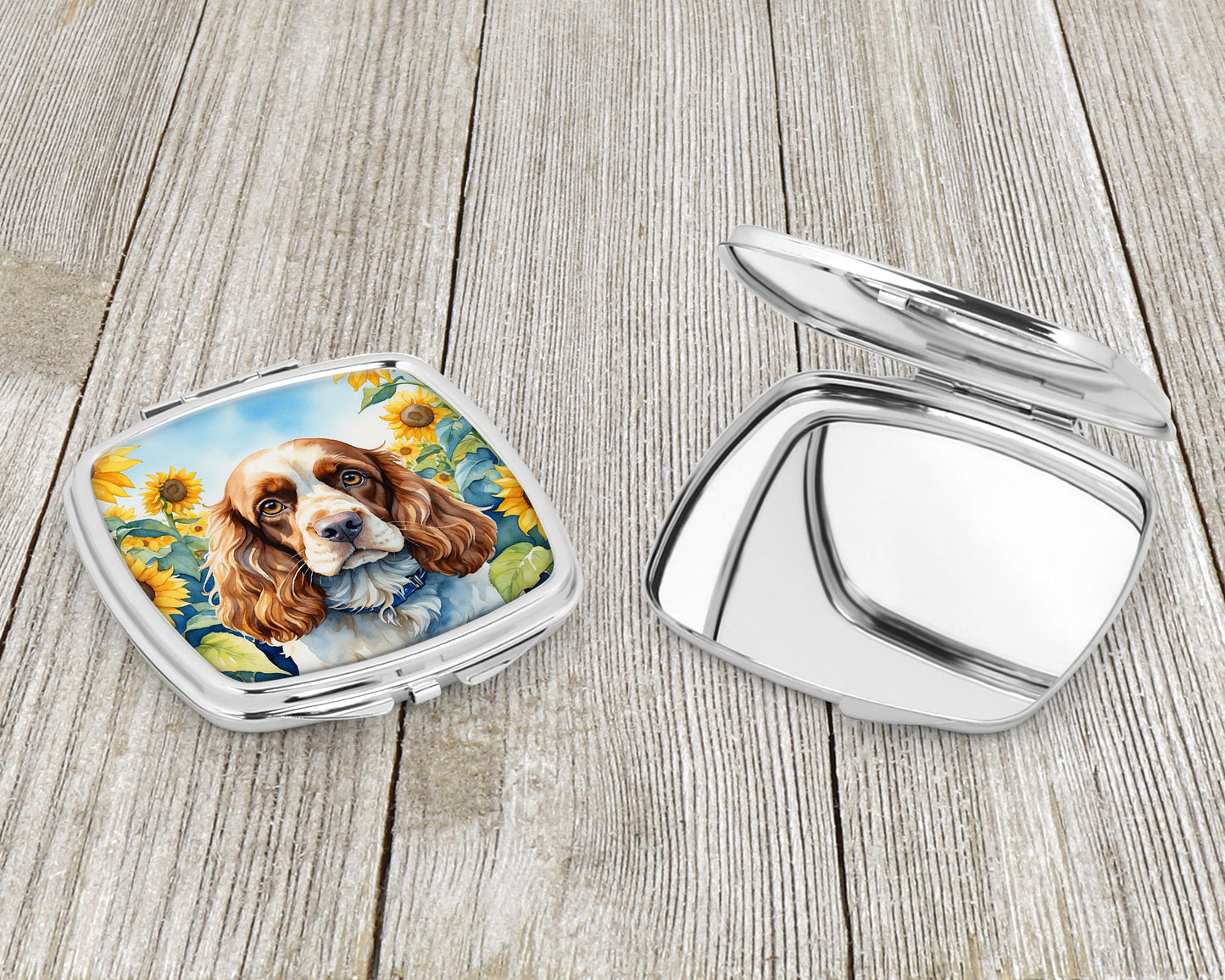 Cocker Spaniel in Sunflowers Compact Mirror