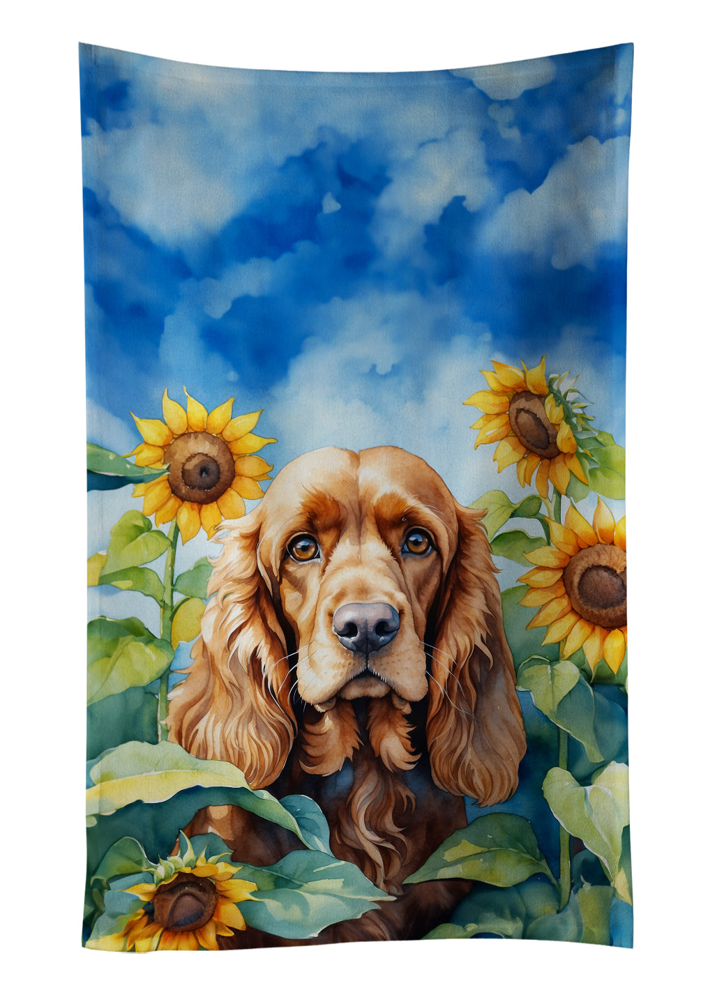 Buy this Cocker Spaniel in Sunflowers Kitchen Towel