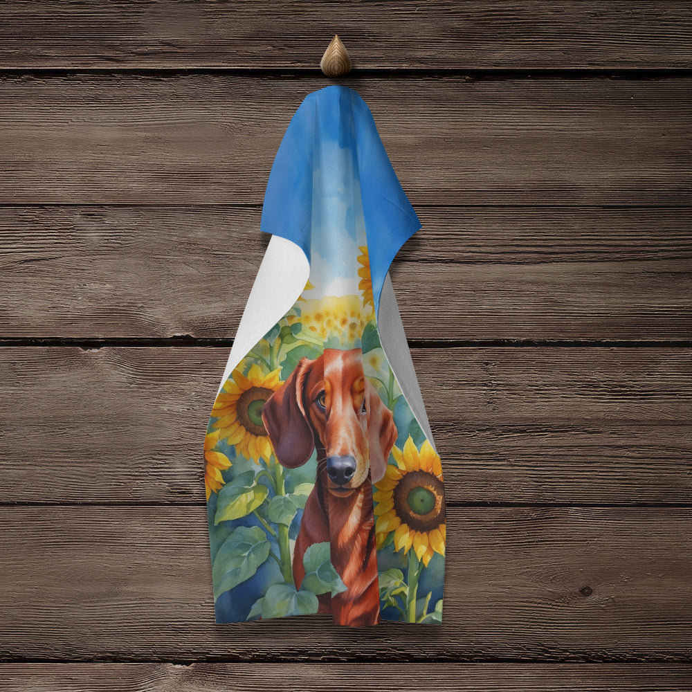 Dachshund in Sunflowers Kitchen Towel