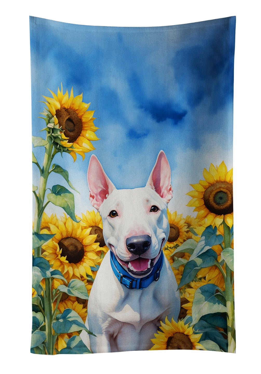 Buy this English Bull Terrier in Sunflowers Kitchen Towel