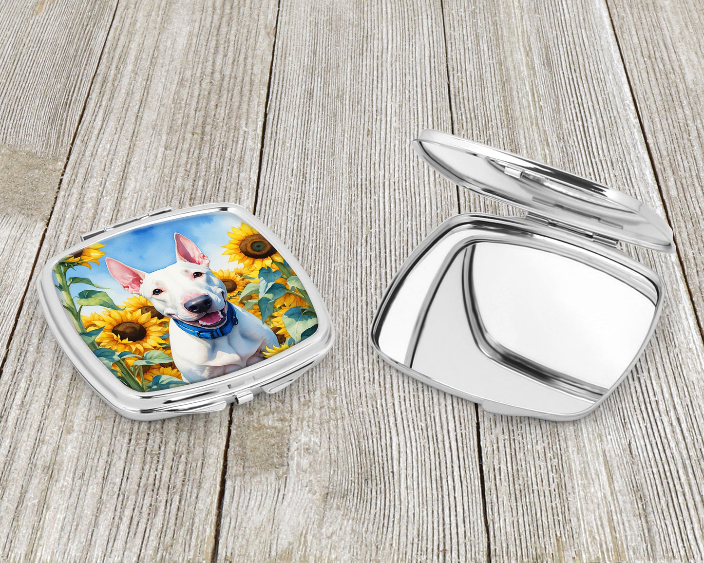 English Bull Terrier in Sunflowers Compact Mirror