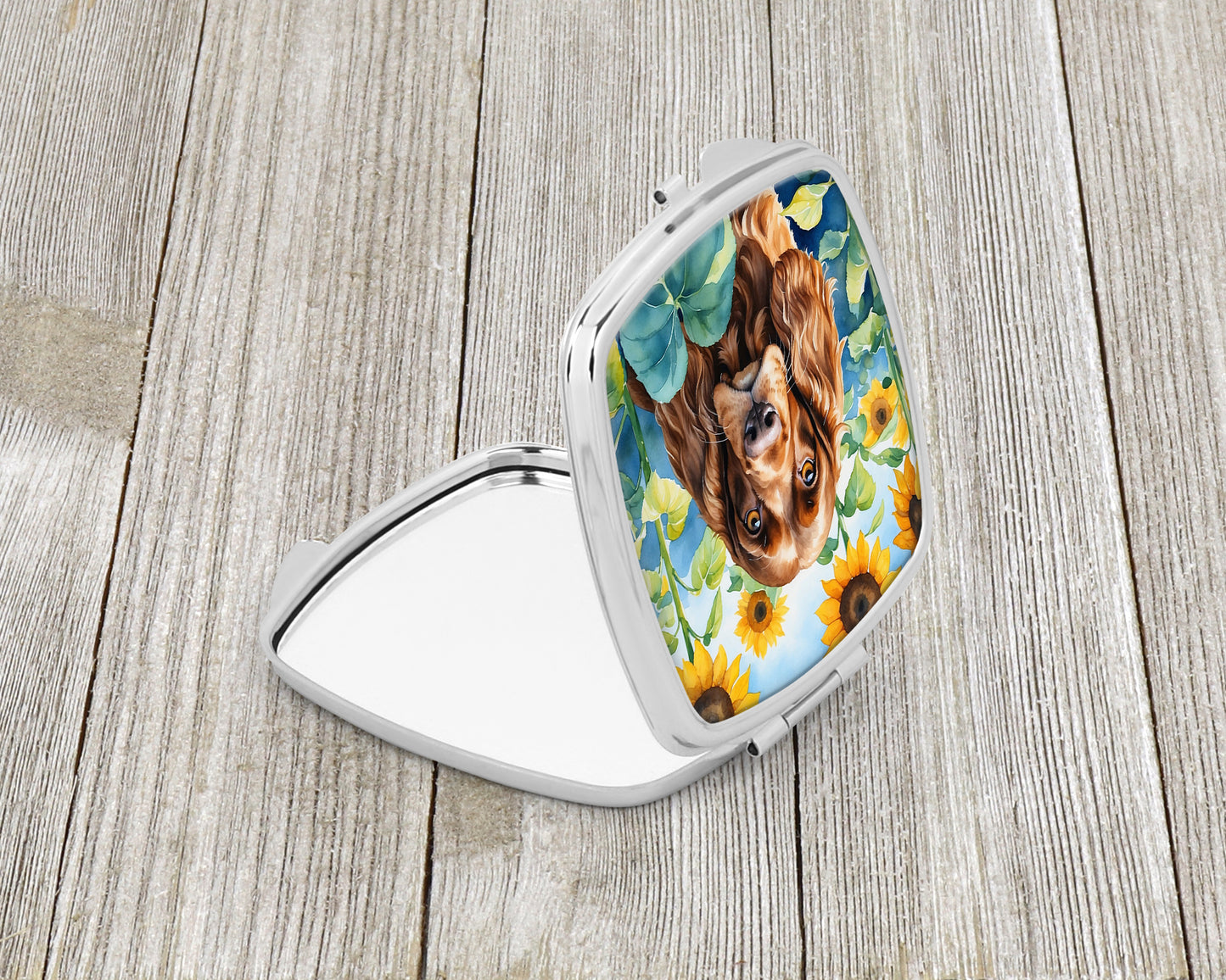 English Cocker Spaniel in Sunflowers Compact Mirror