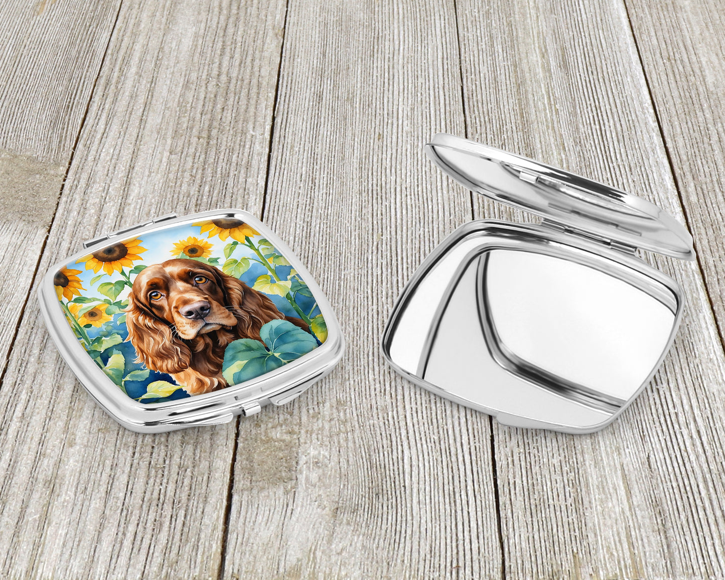 English Cocker Spaniel in Sunflowers Compact Mirror