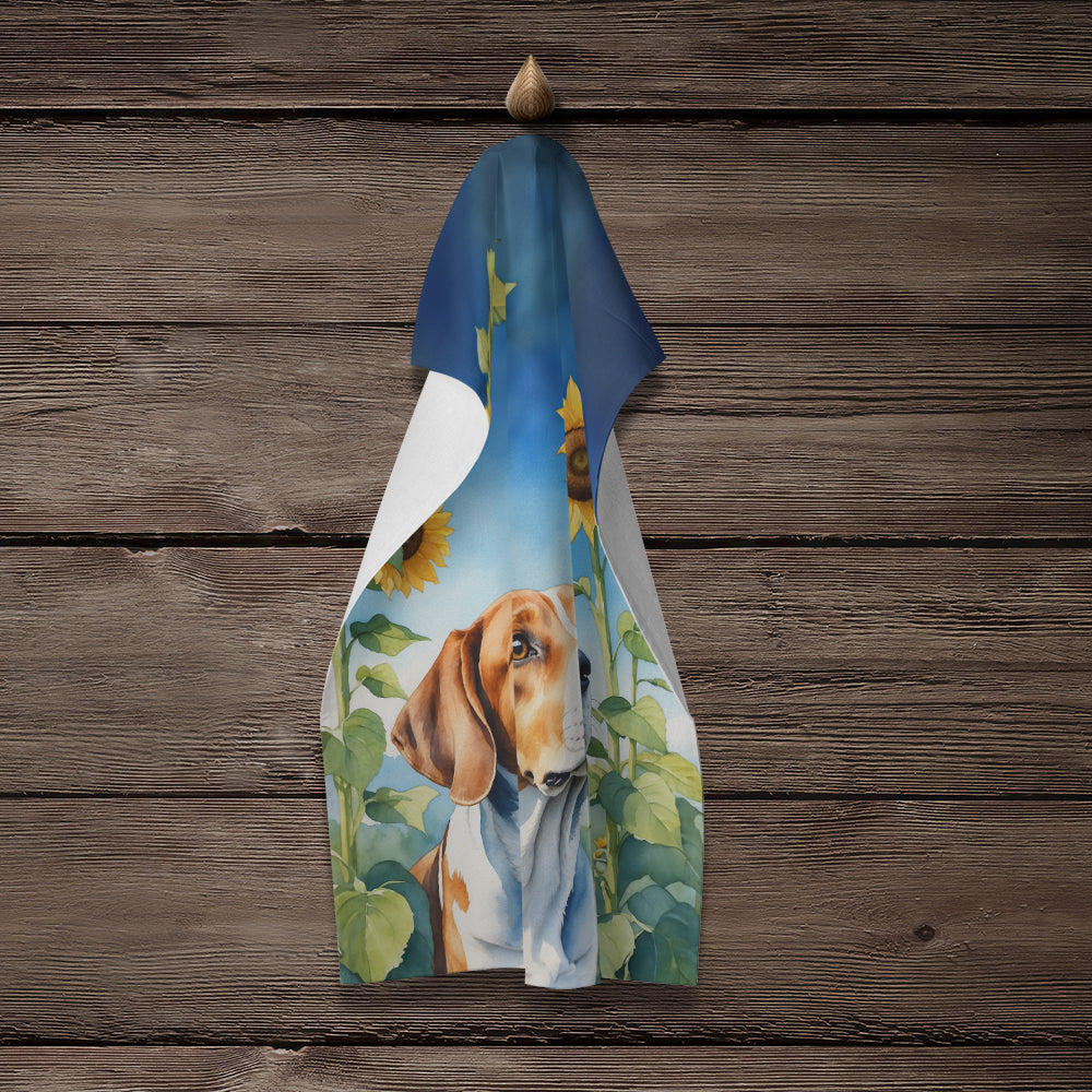 English Foxhound in Sunflowers Kitchen Towel