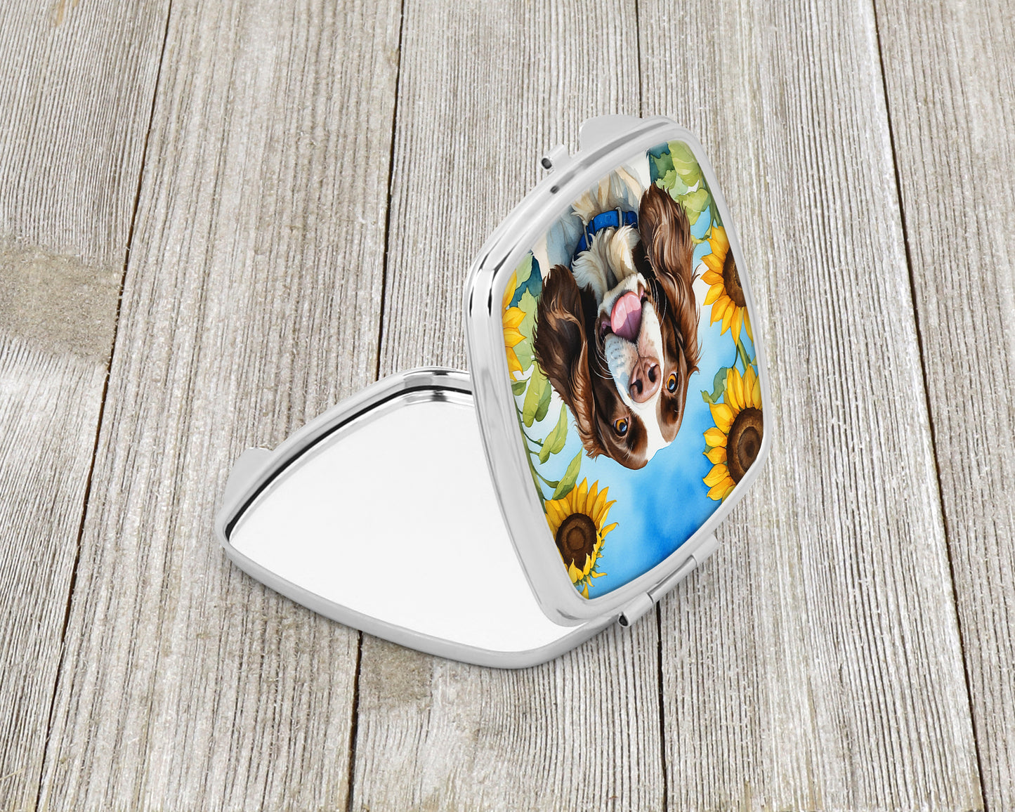English Springer Spaniel in Sunflowers Compact Mirror