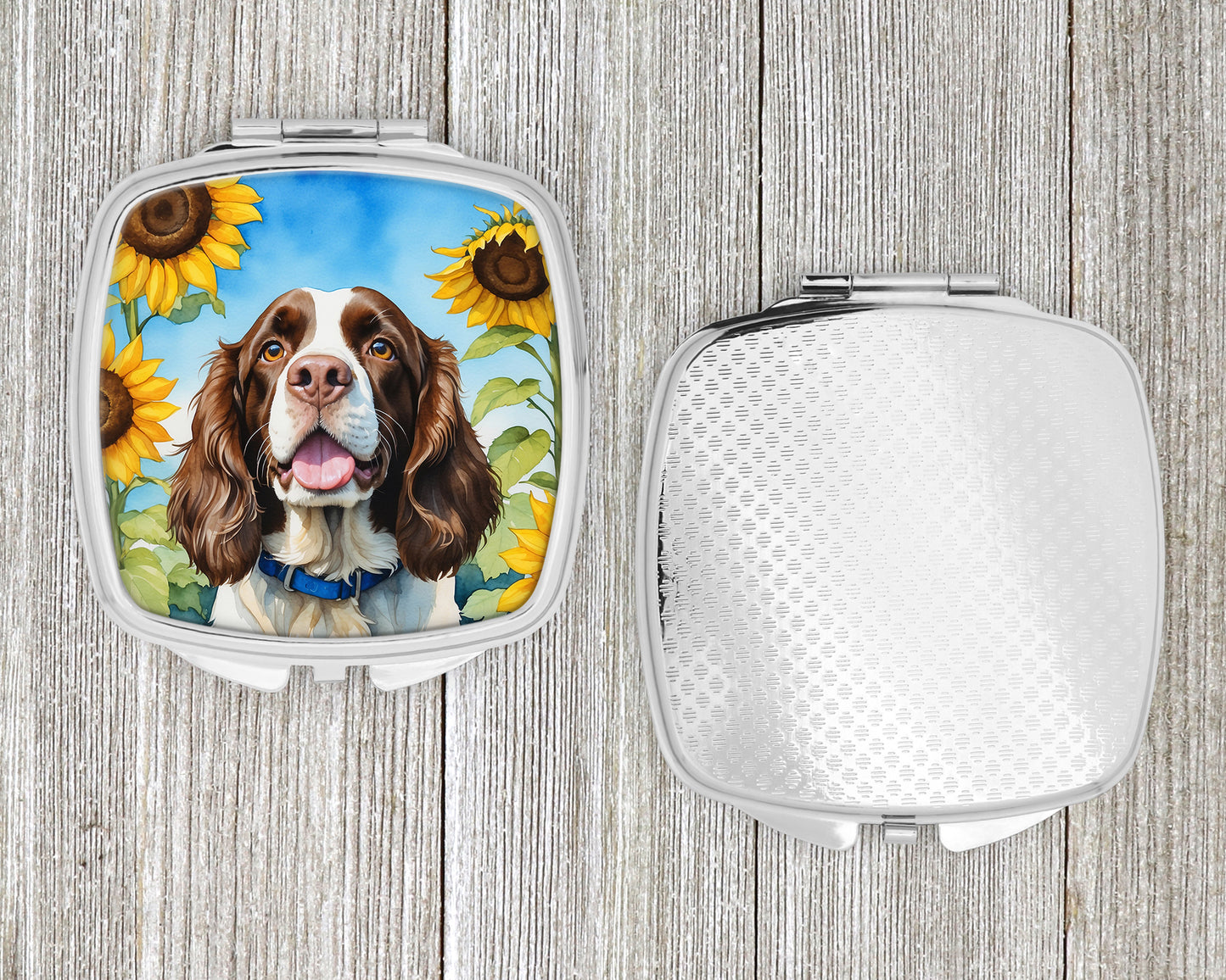 English Springer Spaniel in Sunflowers Compact Mirror