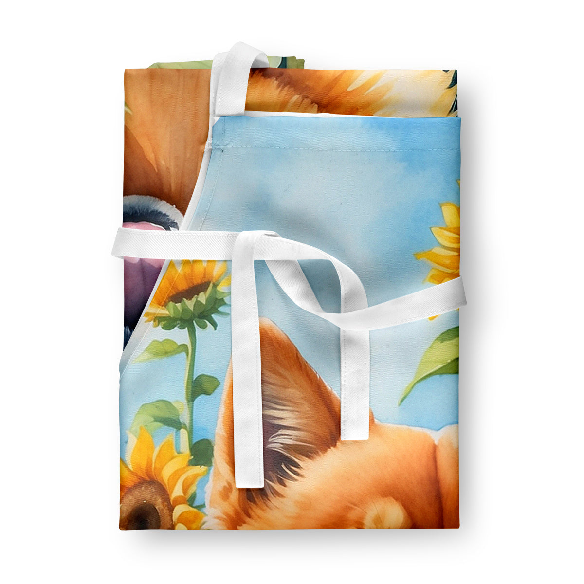 Finnish Spitz in Sunflowers Apron