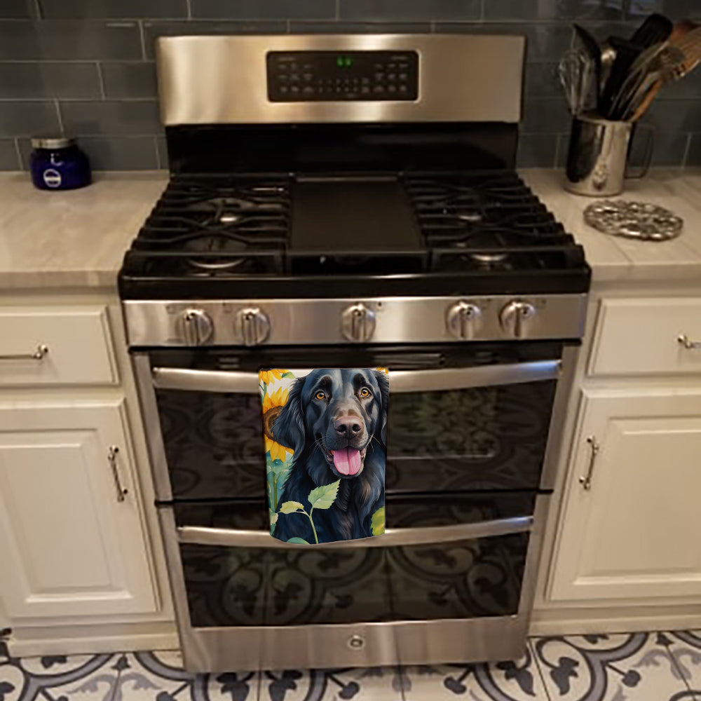 Flat-Coated Retriever in Sunflowers Kitchen Towel