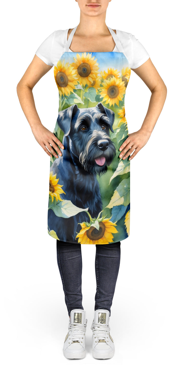 Giant Schnauzer in Sunflowers Apron