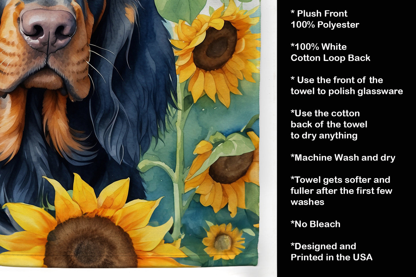 Gordon Setter in Sunflowers Kitchen Towel