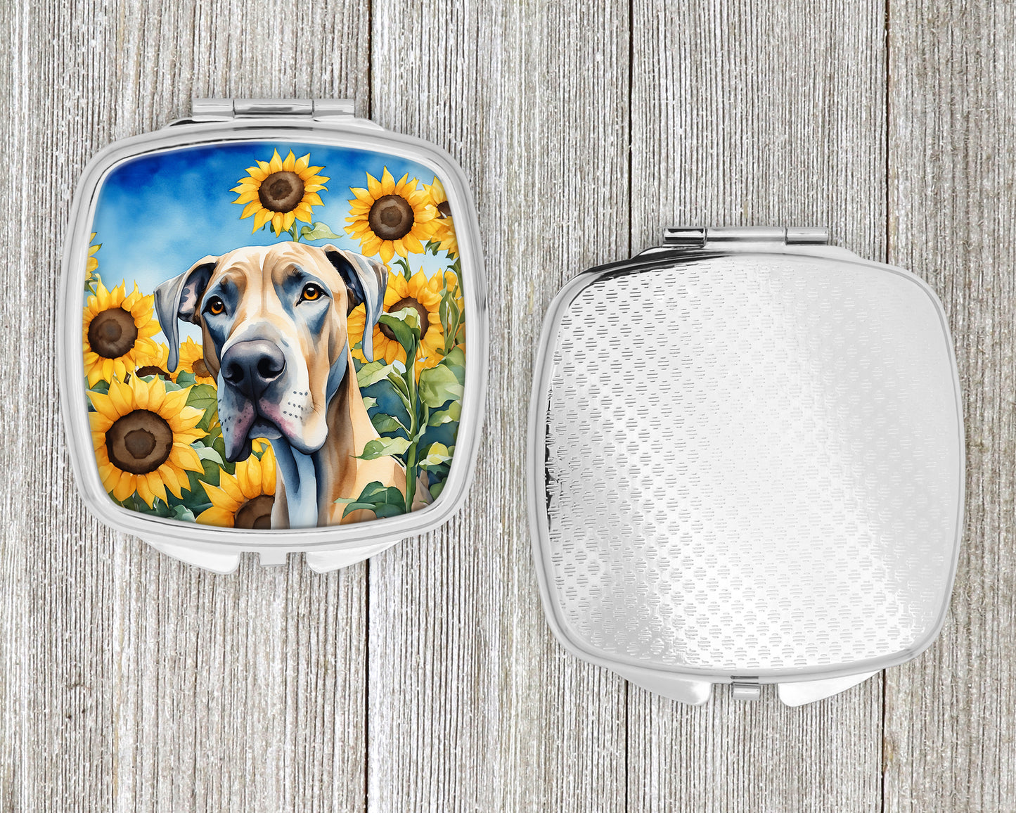 Great Dane in Sunflowers Compact Mirror